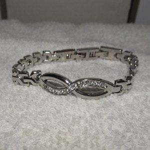 Silver Tone Eternity Knot Rhinestone Bracelet